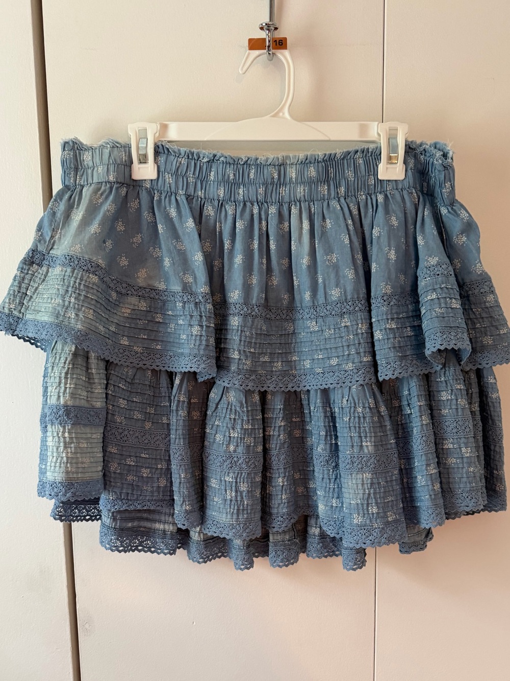 Blue/chambray ruffle skirt